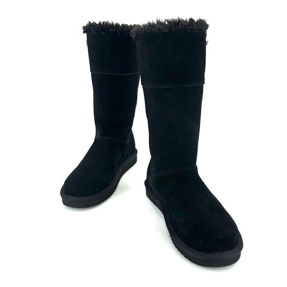 Koolaburra By Ugg Black Winter Boot Size 7 Suede Wool Lining Foldable Tall/Short - Picture 13 of 14
